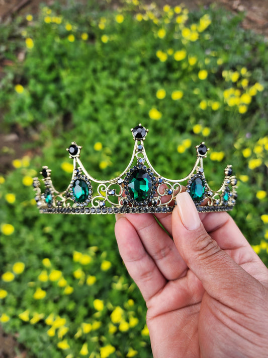 Bronze Tiara with Black & Green Rhinestones (70)