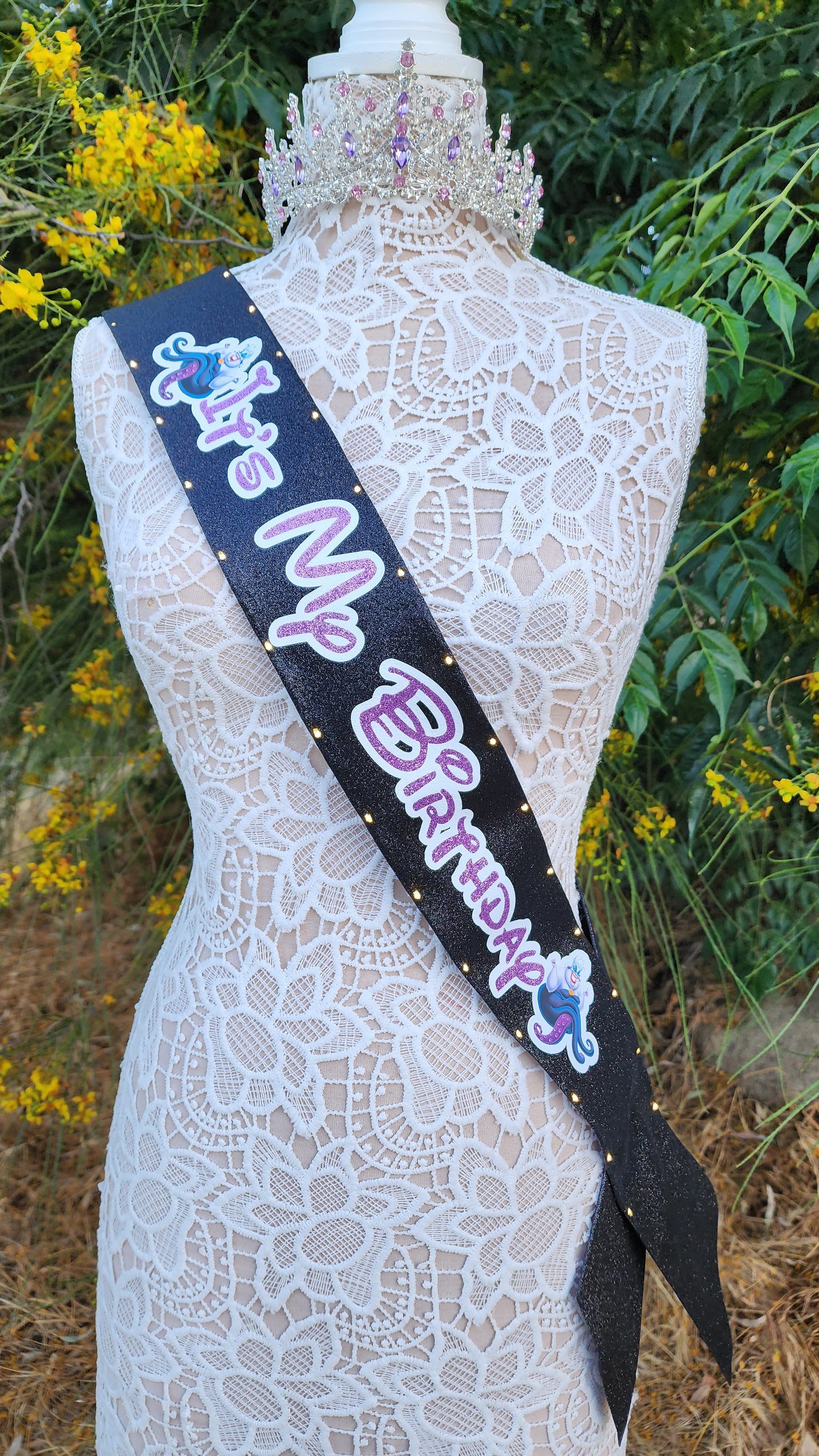 Sea Witch Light-Up Birthday Sash | Light Up Birthday Celebration LED Party Accessory