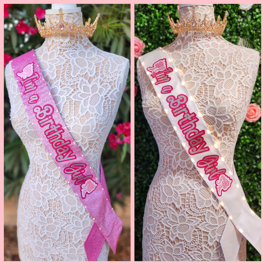 Plastic And Fantastic "I'm a Birthday Girl" Light-Up Sash | Light Up Birthday Celebration LED Party Accessory