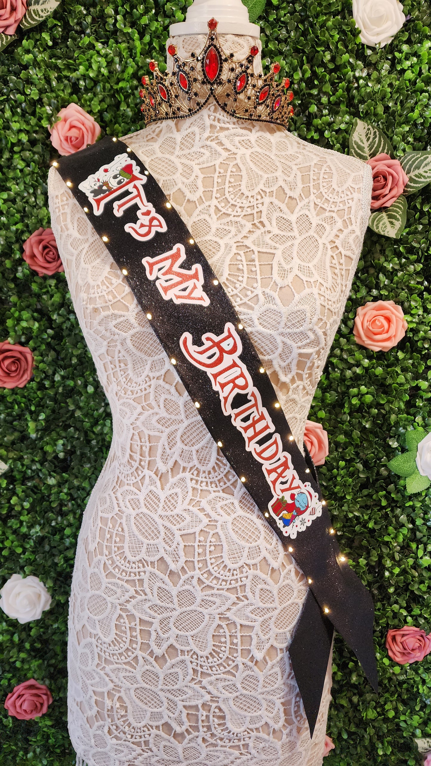 NBC Xmas Light Up Birthday Sash | Birthday Party Sash, Christmas Birthday Accessory