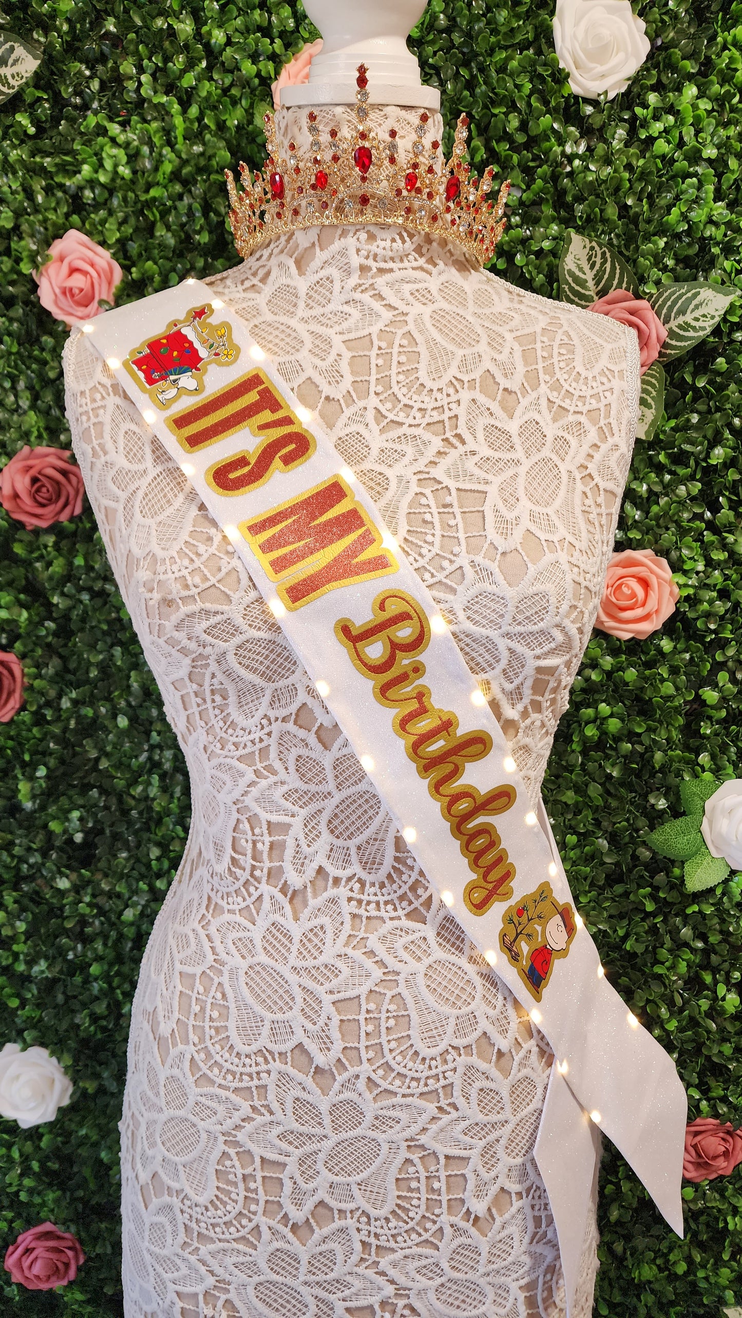 Peanut Xmas Light Up Birthday Sash | Birthday Party Sash, Christmas Birthday Accessory