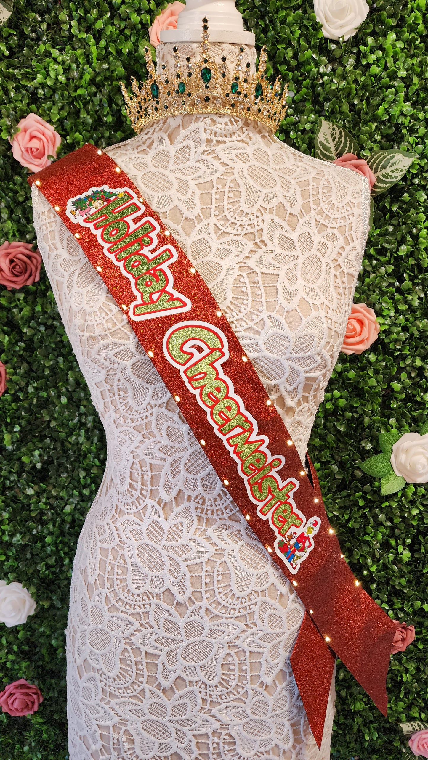 Holiday Cheermeister Light Up Sash | Birthday Party Sash, Christmas Birthday Accessory