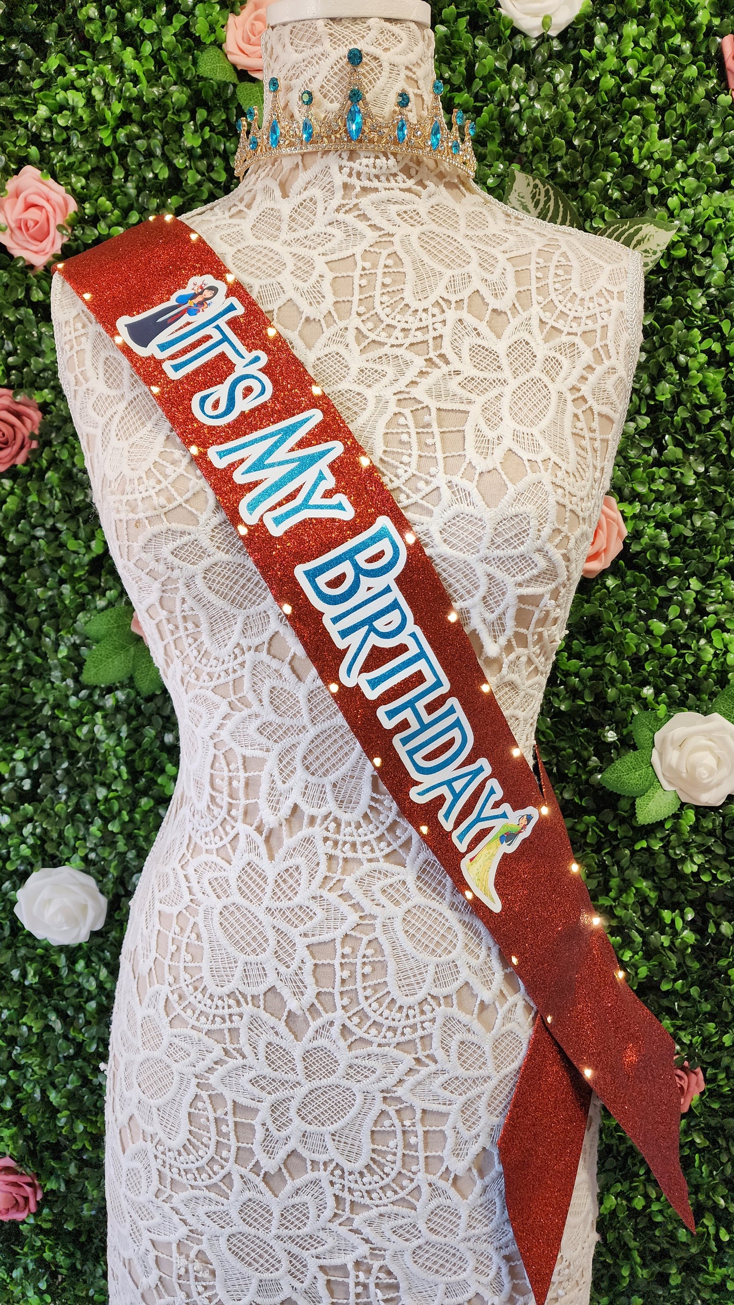 Fearless Warrior Princess Light-Up Birthday Sash | Light Up Birthday Celebration LED Party Accessory