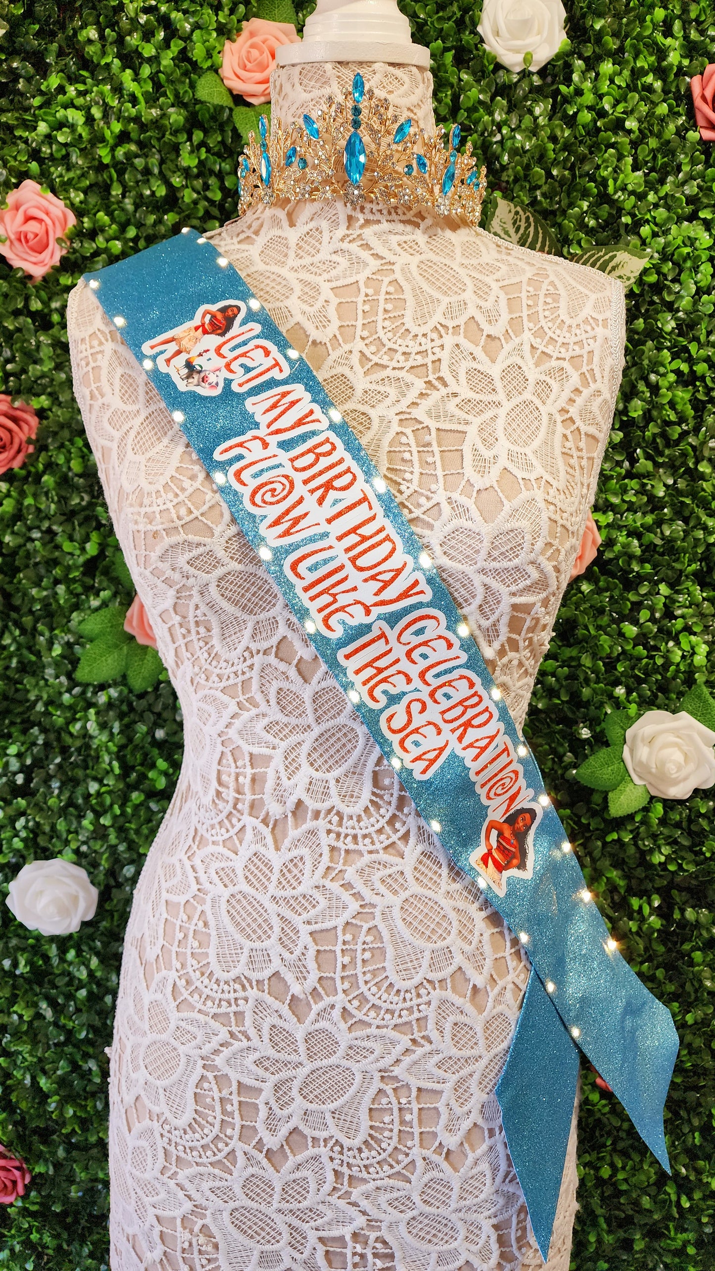 Ocean Princess Light-Up Birthday Sash | Light Up Birthday Celebration LED Party Accessory