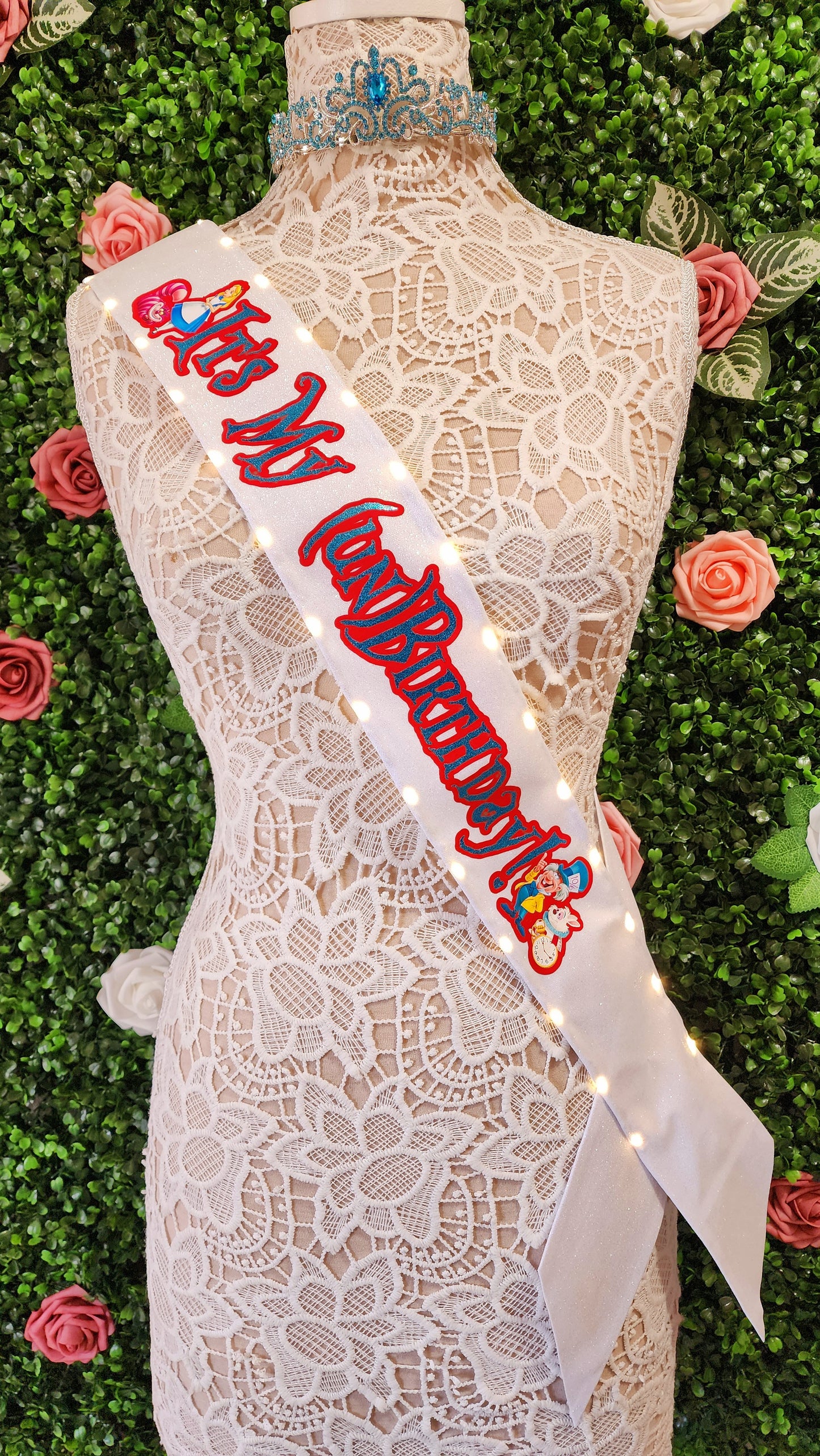 Lost In Wonderland Light-Up Birthday Sash | Light Up Birthday Celebration LED Party Accessory