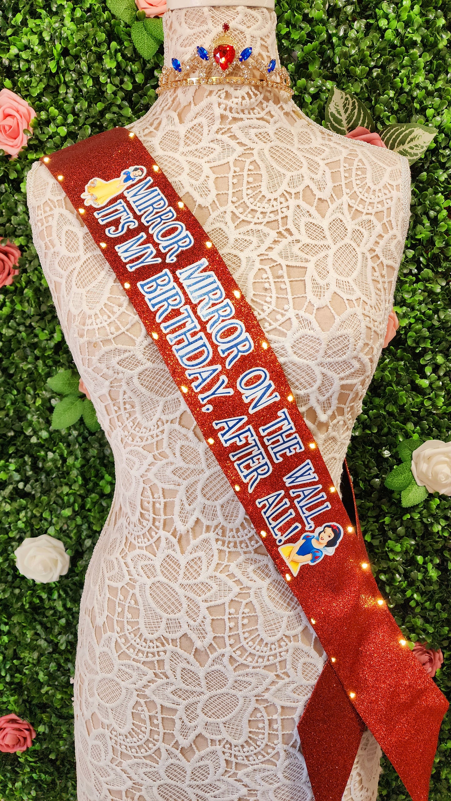 Forbidden Apple Princess Light-Up Birthday Sash | Light Up Birthday Celebration LED Party Accessory