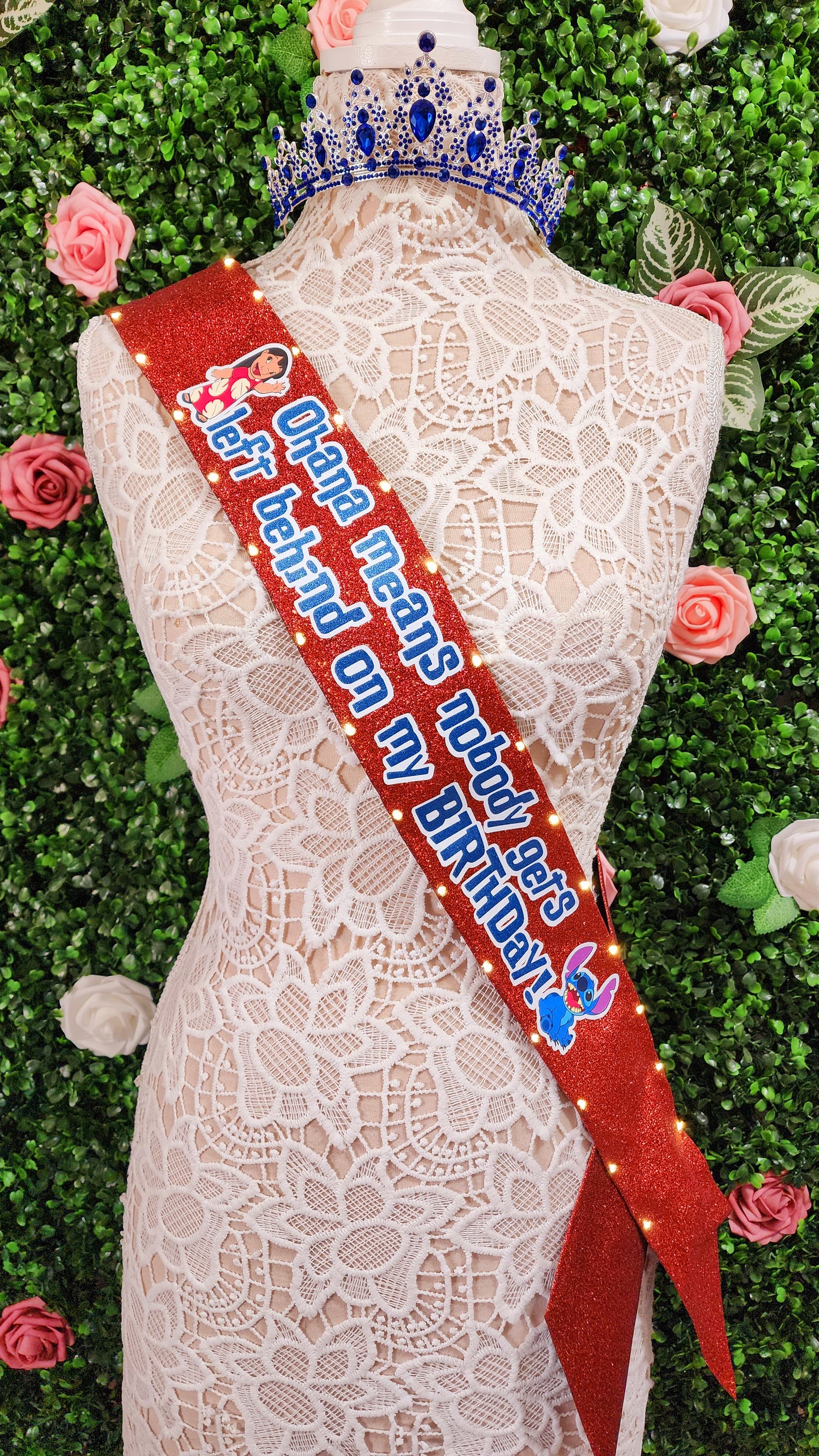 Ohana Light-Up Birthday Sash | Light Up Birthday Celebration LED Party Accessory
