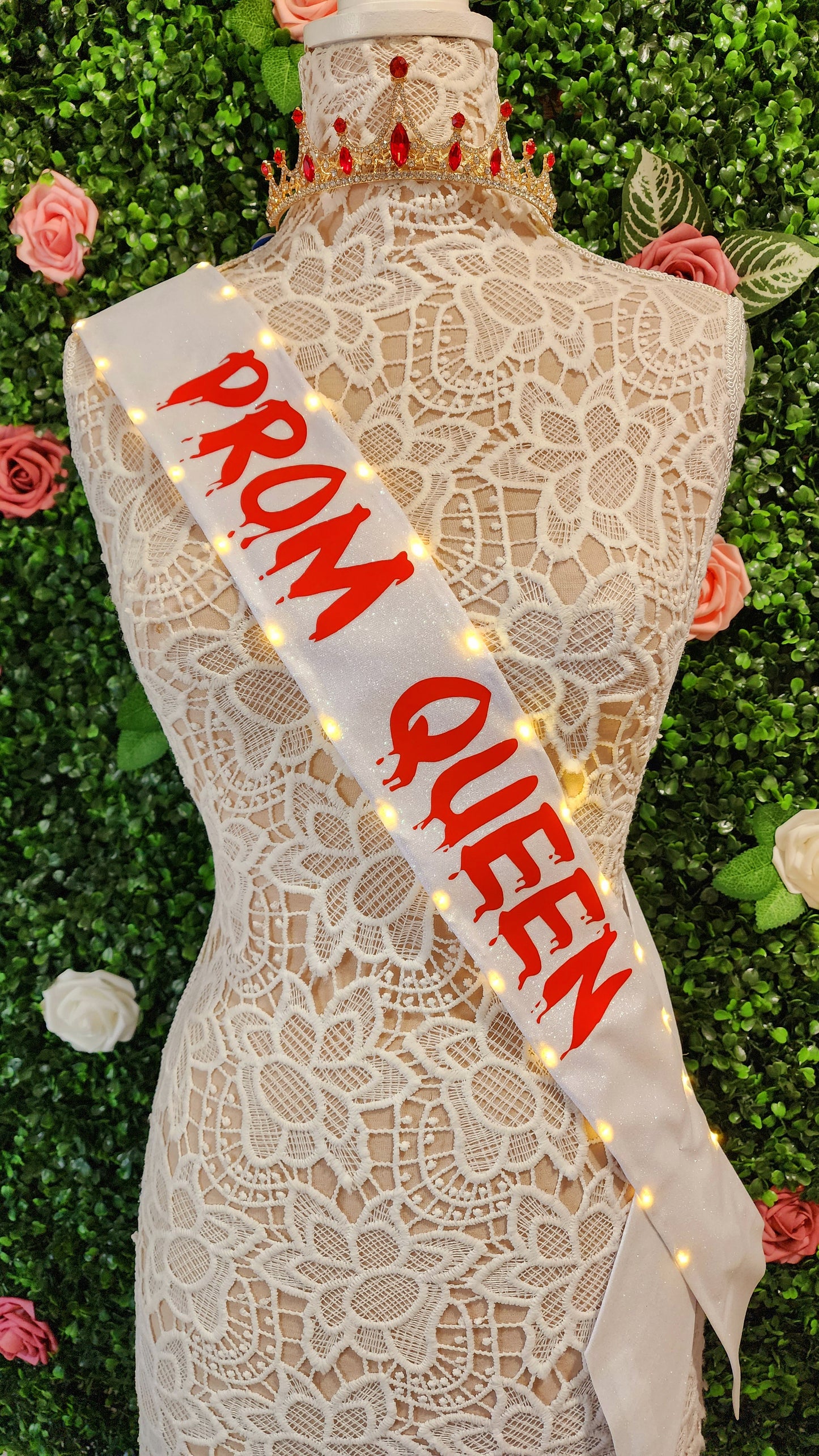 Bloody "Prom Queen" Light Up Sash | Horror Halloween Costume Sash with LED Lights