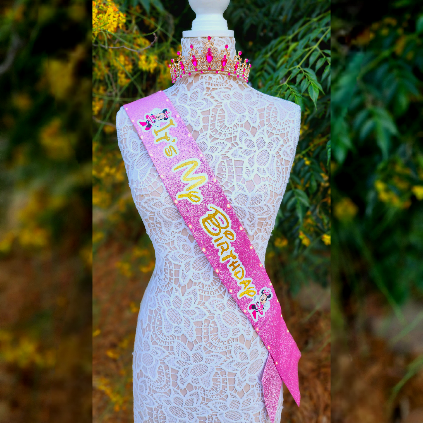 Girl Mouse Light Up Birthday Sash | Light Up Birthday Celebration LED Party Accessory