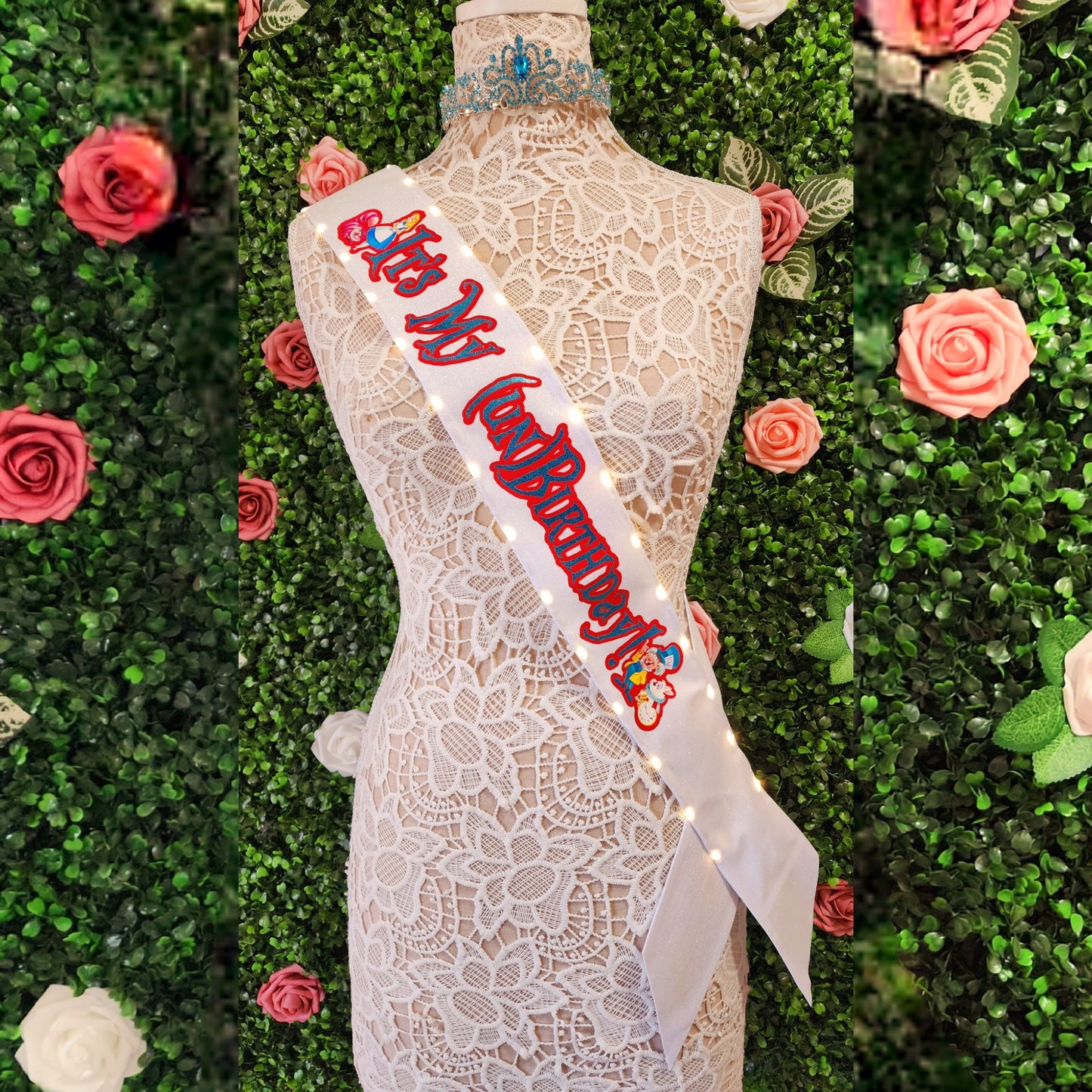Lost In Wonderland Light-Up Birthday Sash | Light Up Birthday Celebration LED Party Accessory