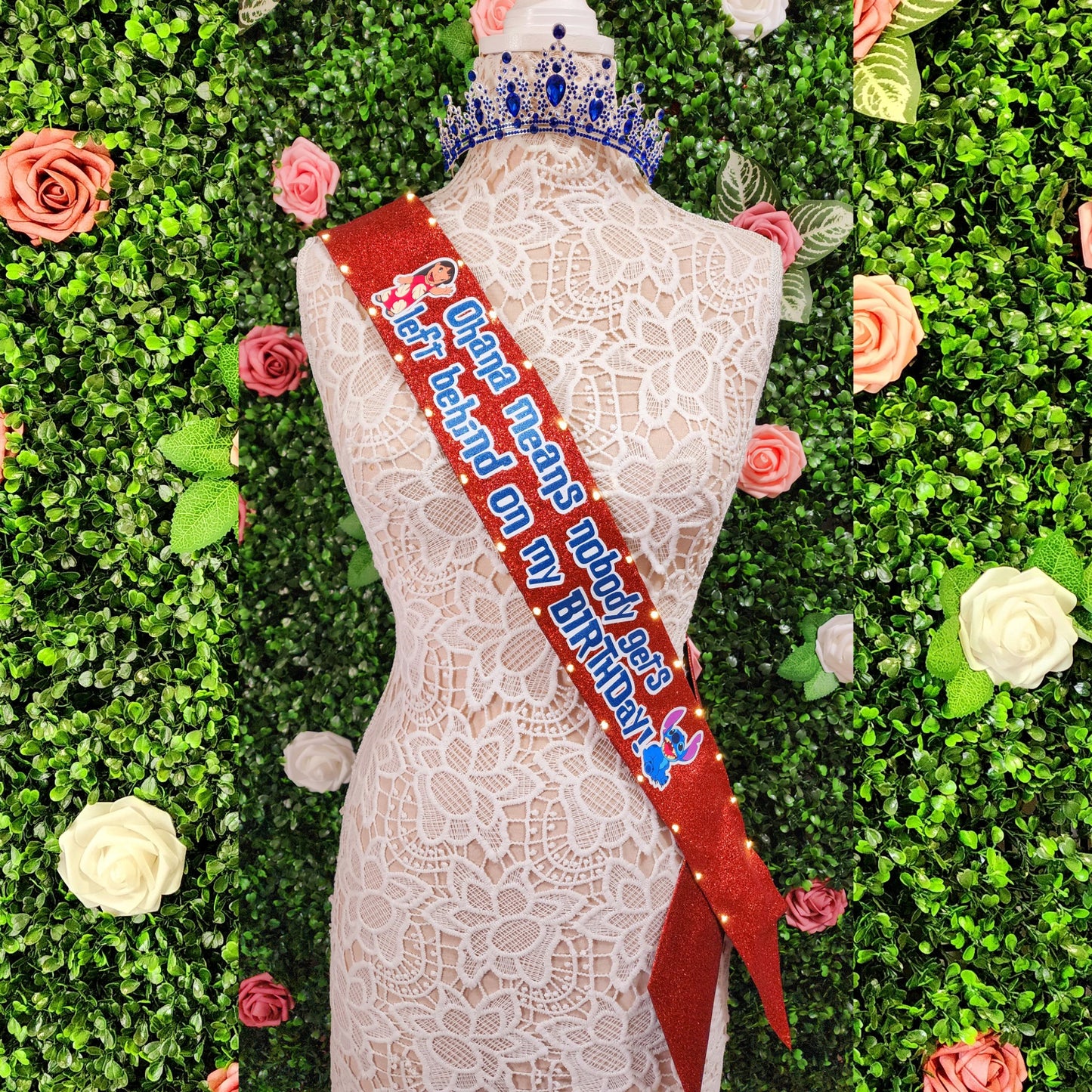 Ohana Light-Up Birthday Sash | Light Up Birthday Celebration LED Party Accessory