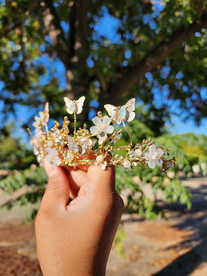 Gold Butterfly Tiara w/ Beads & Faux Pearls (29)