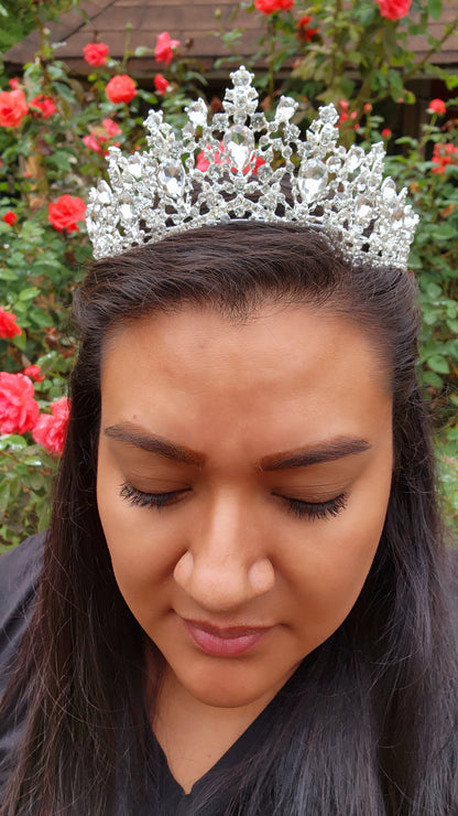 Gold Tiara with Pink & Silver Rhinestones (255)