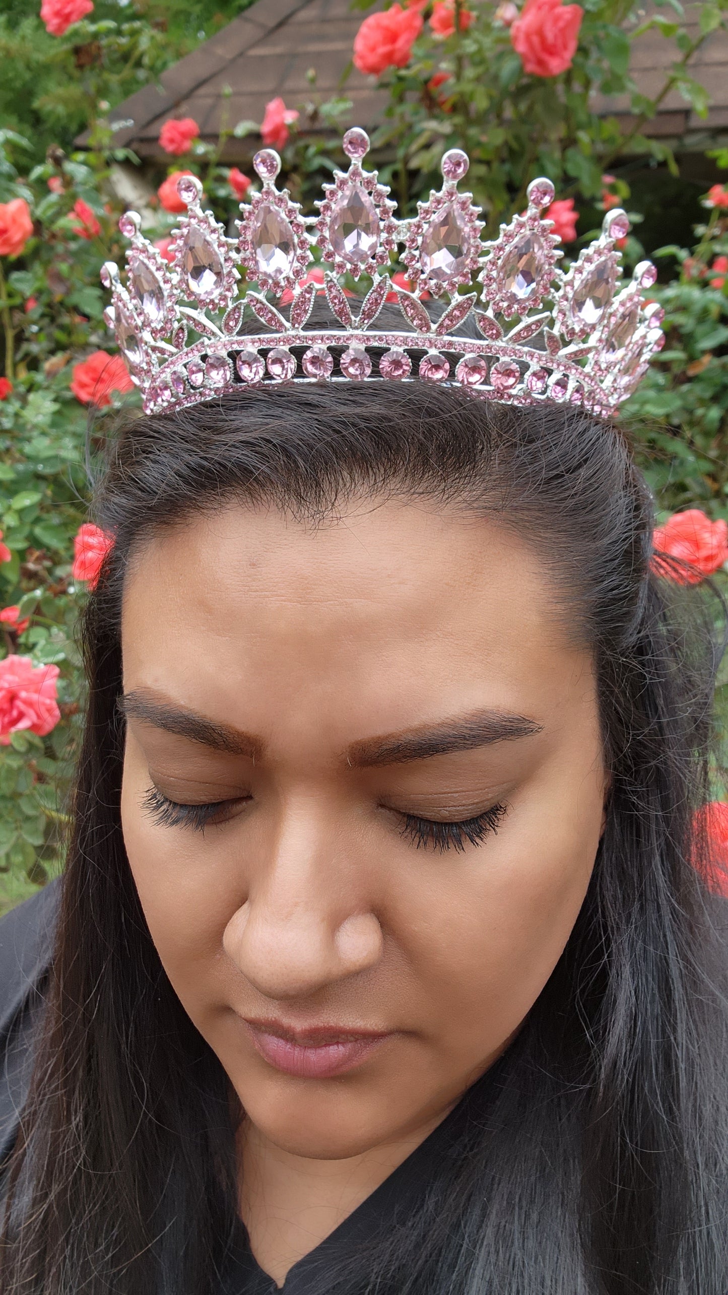 Silver Tiara with Pink Rhinestones (160)