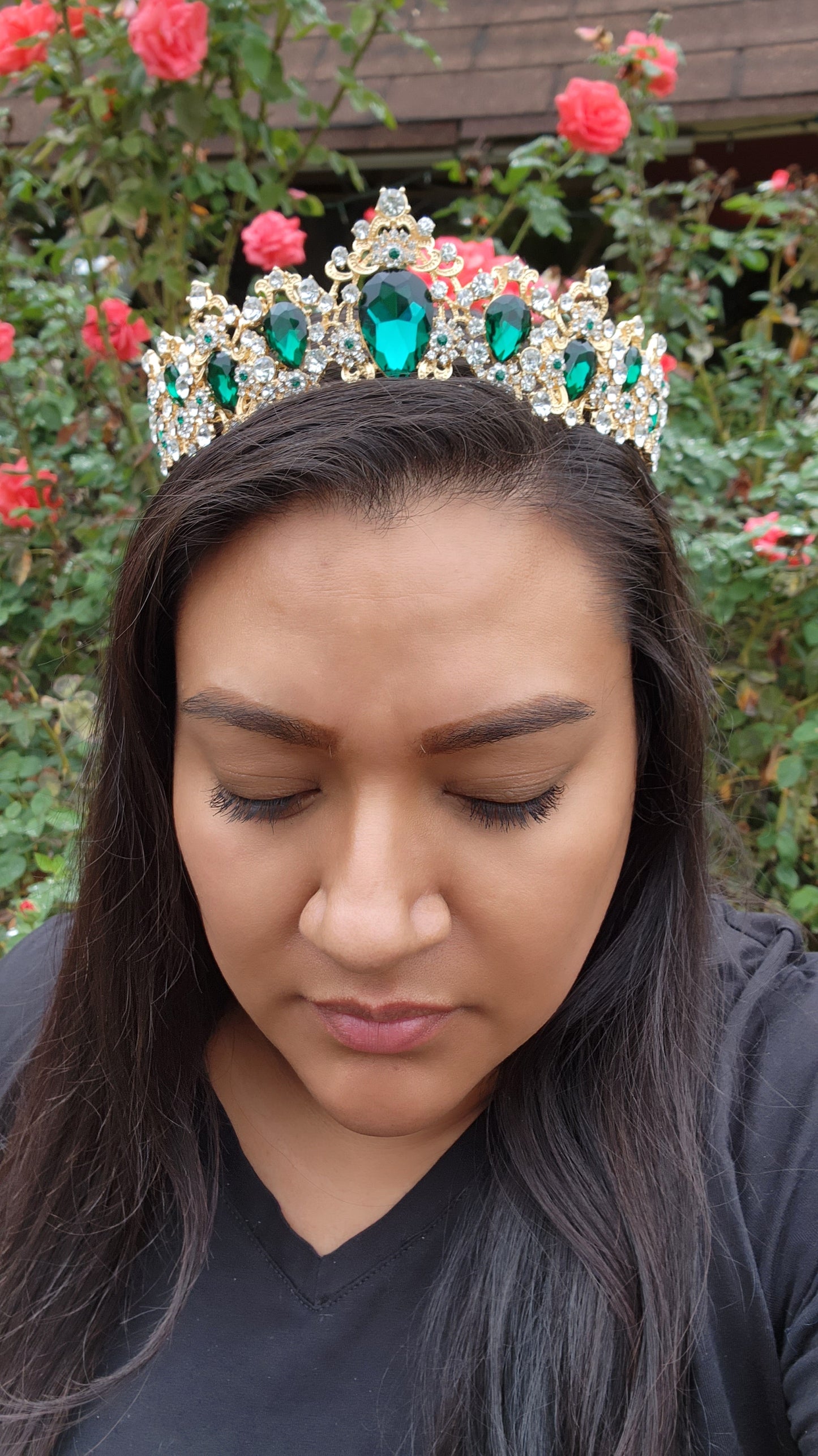 Gold Tiara with Silver Rhinestones (270)