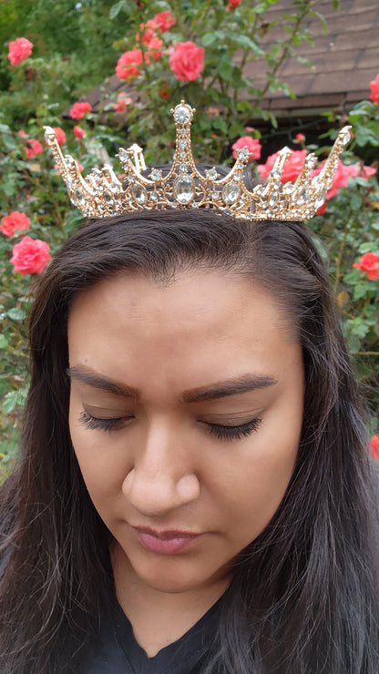 Gold Crown with Silver & Light Pink Rhinestones (184)