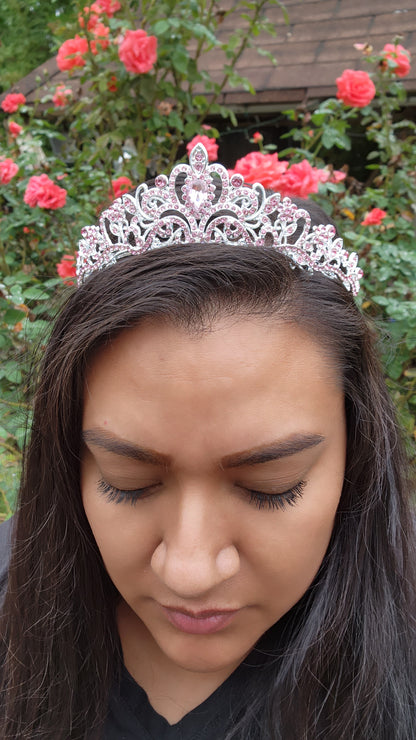 Kid's Silver Tiara with Pink Rhinestones (242)