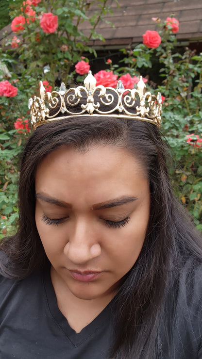 Unisex Gold Crown with Silver Rhinestones (152)