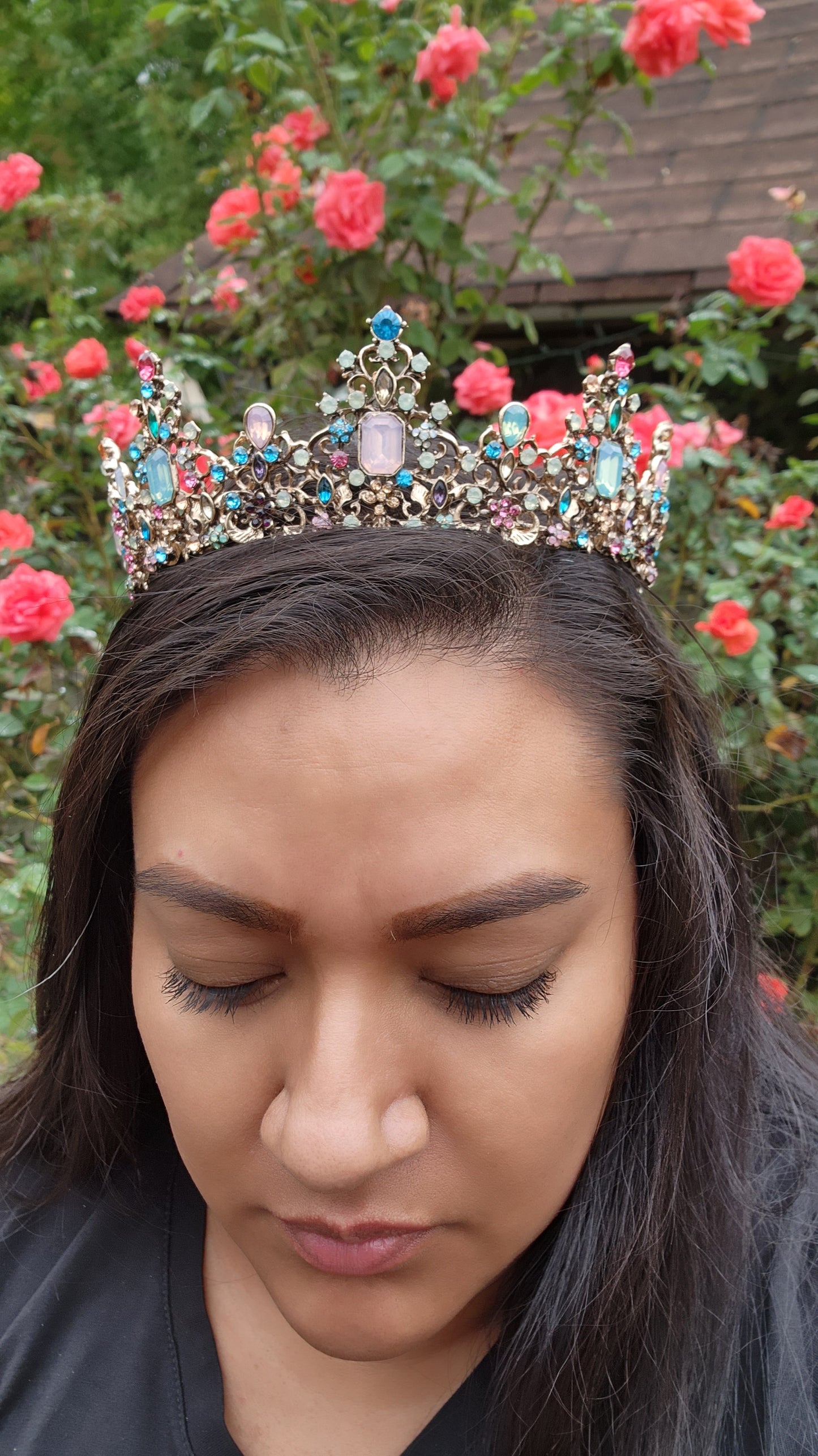 Bronze Crown with Multicolored Rhinestones (151)