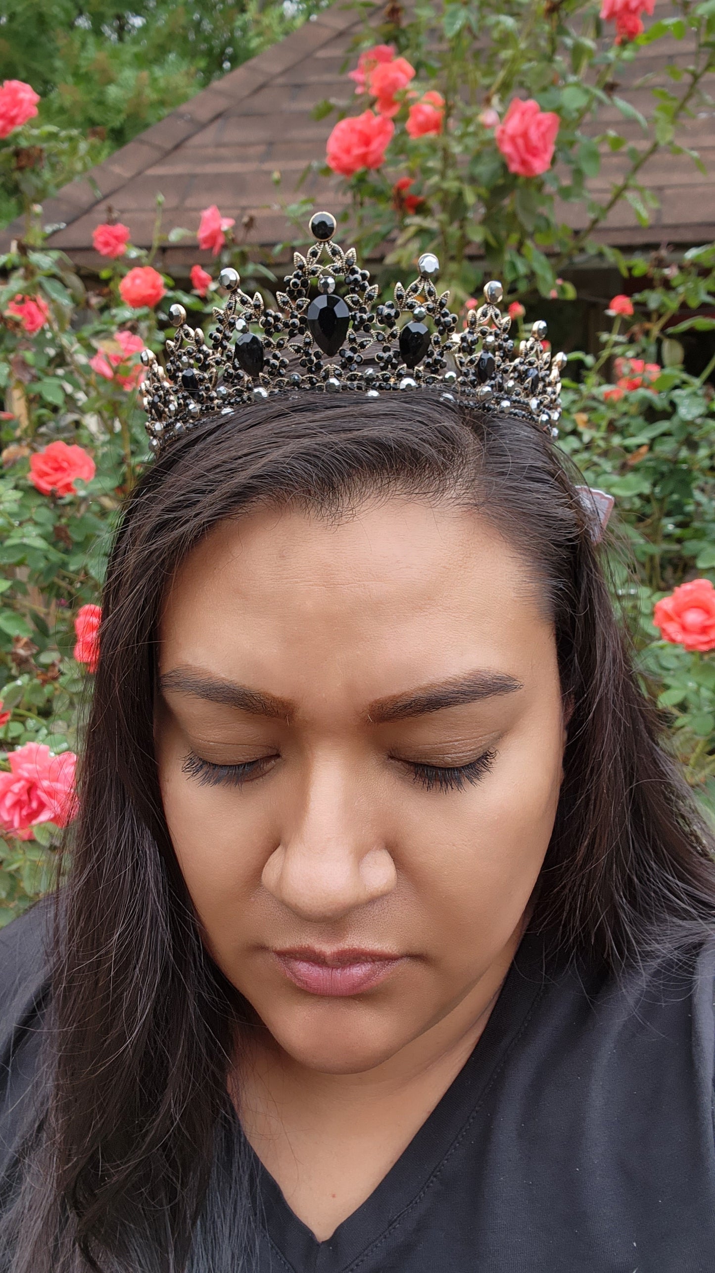 Bronze Tiara with Black Rhinestones (48)