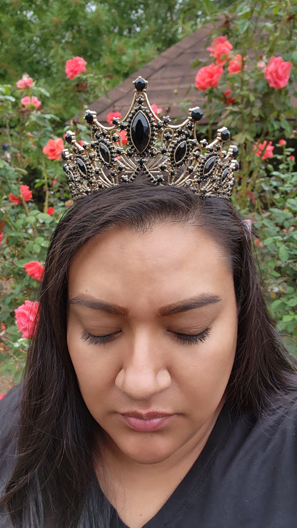 Rose Gold Tiara with Black Rhinestones (219)