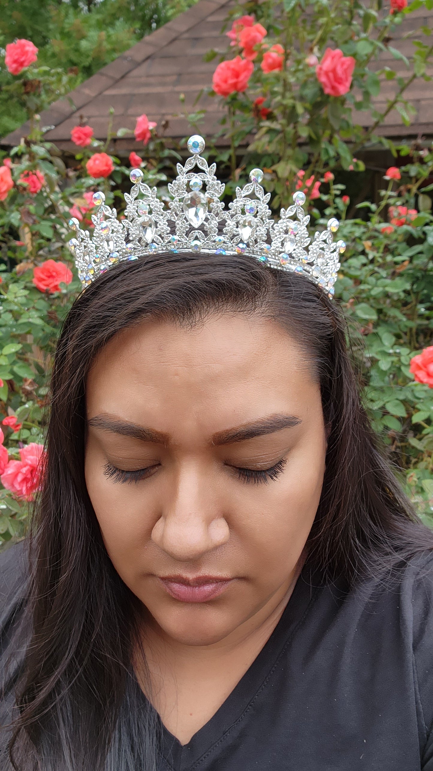 Gold Tiara with Silver & Pink Rhinestones (97)