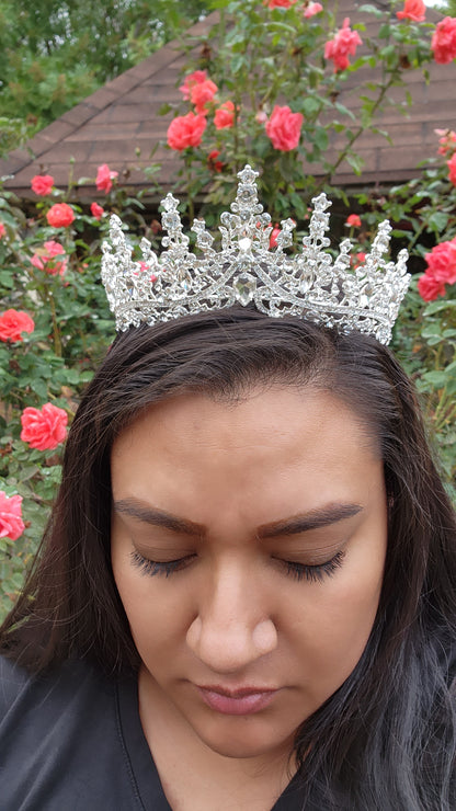 Silver Tiara with Iridescent Rhinestones (198)