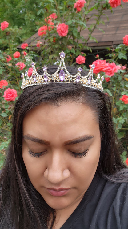 Gold Tiara with Silver & Pink Rhinestones (35)