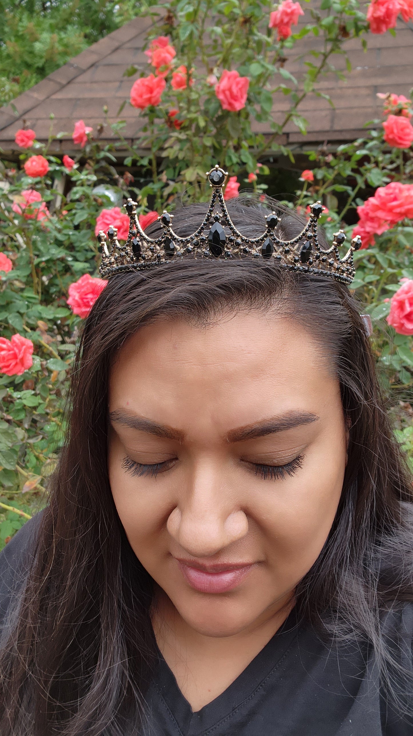 Gold Tiara with Black Rhinestones (122)