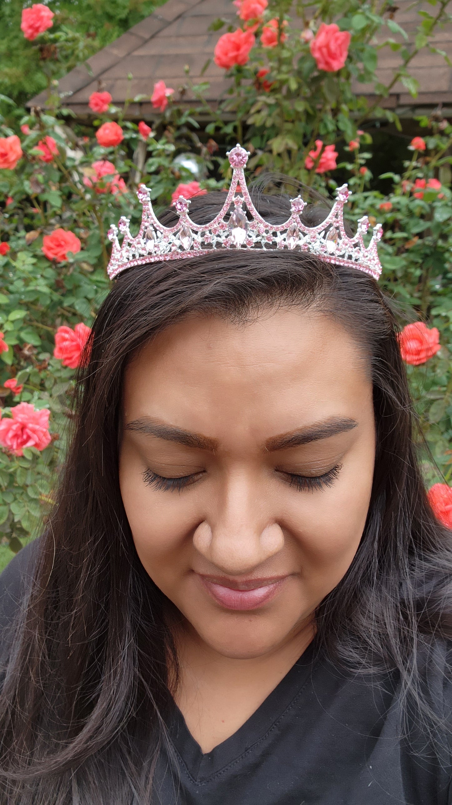 Silver Tiara with Pink Rhinestones (156)