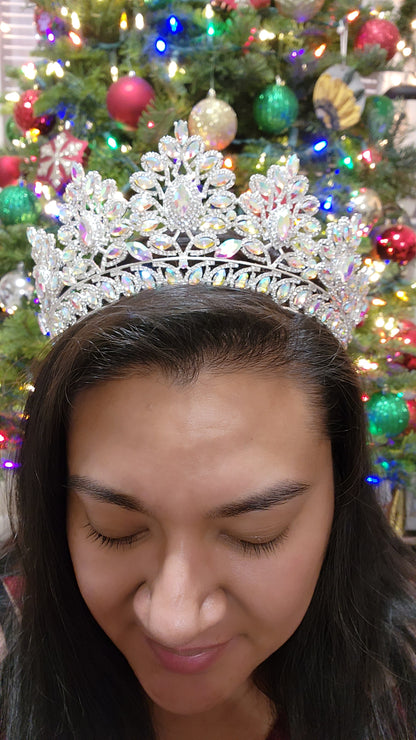 Silver Tiara with Iridescent & Silver Rhinestones (193)