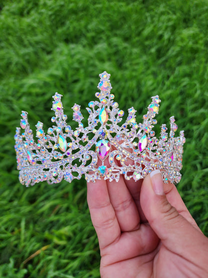 Silver Tiara with Iridescent Rhinestones (198)