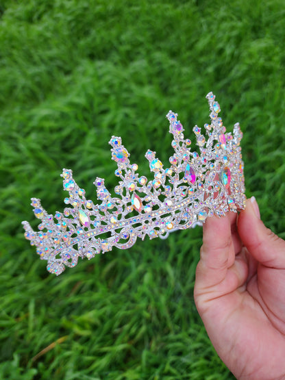 Silver Tiara with Iridescent Rhinestones (198)