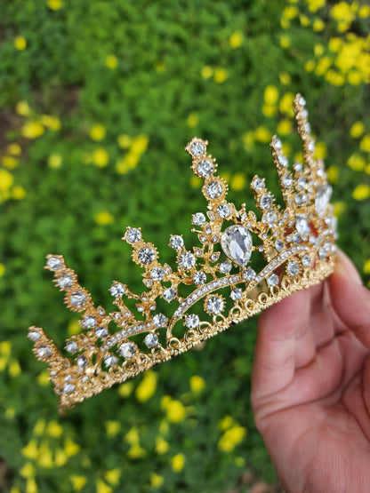 Gold Tiara with Silver Rhinestones (202)