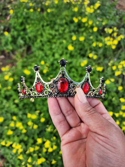 Bronze Tiara with Black & Red Rhinestones (210)