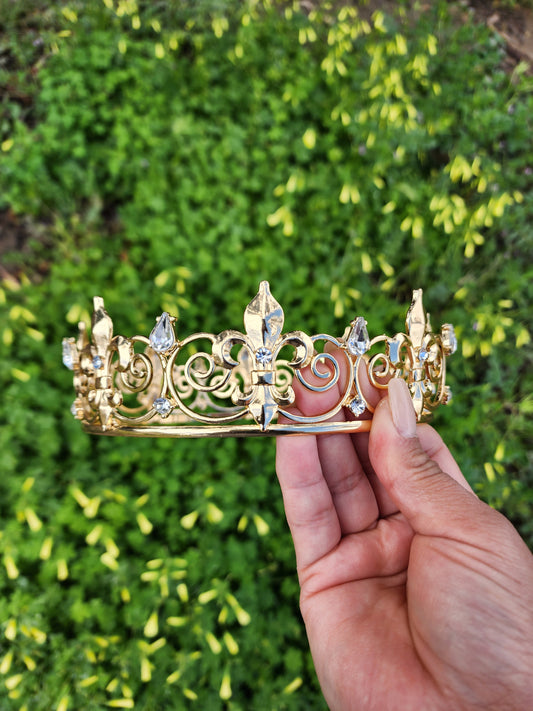 Unisex Gold Crown with Silver Rhinestones (152)