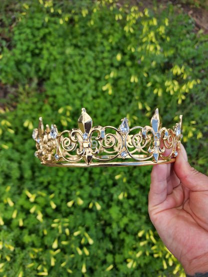 Unisex Gold Crown with Silver Rhinestones (152)