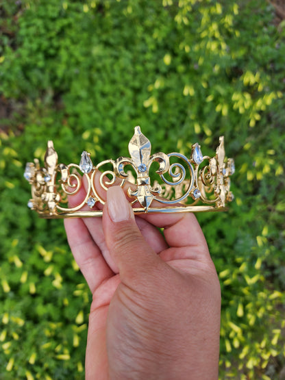 Unisex Gold Crown with Silver Rhinestones (152)