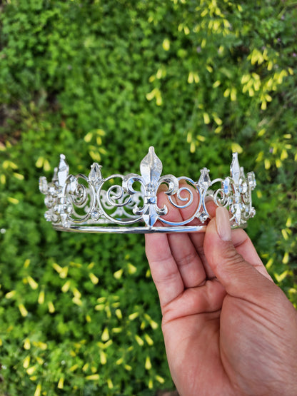 Unisex Silver Crown with Silver Rhinestones (211)