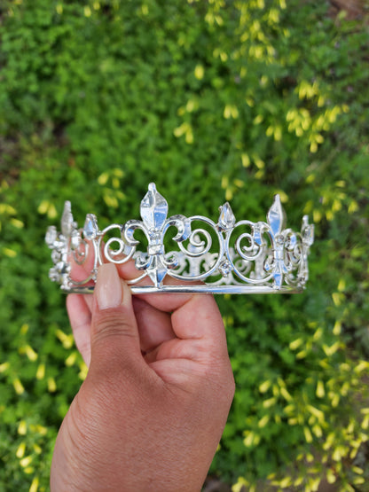 Unisex Silver Crown with Silver Rhinestones (211)