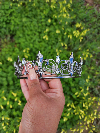 Unisex Black Crown with Silver Rhinestones (212)