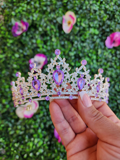 Silver Tiara with Silver & Lilac Rhinestones (105)