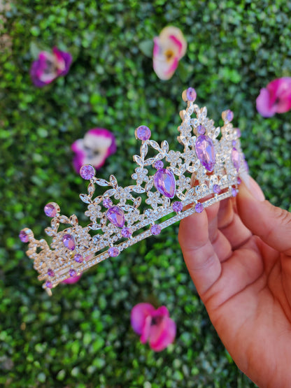 Silver Tiara with Silver & Lilac Rhinestones (105)