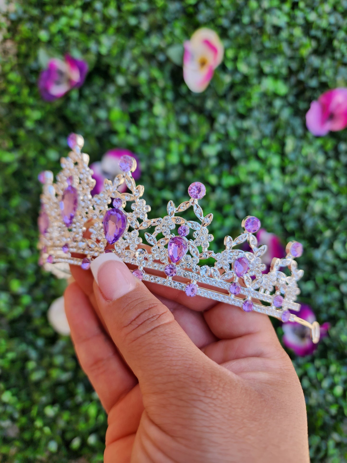 Silver Tiara with Silver & Lilac Rhinestones (105)