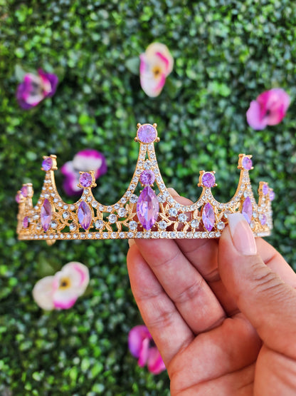 Gold Tiara with Silver & Lilac Rhinestones (96)