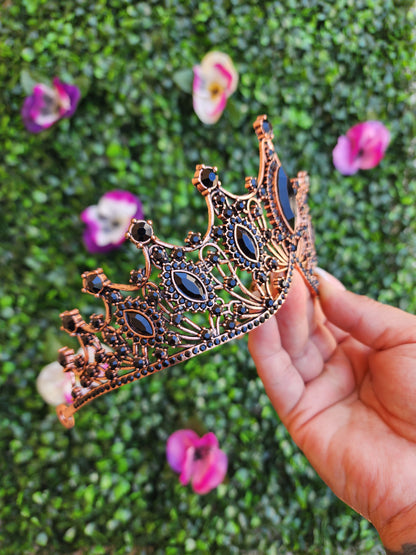 Rose Gold Tiara with Black Rhinestones (219)