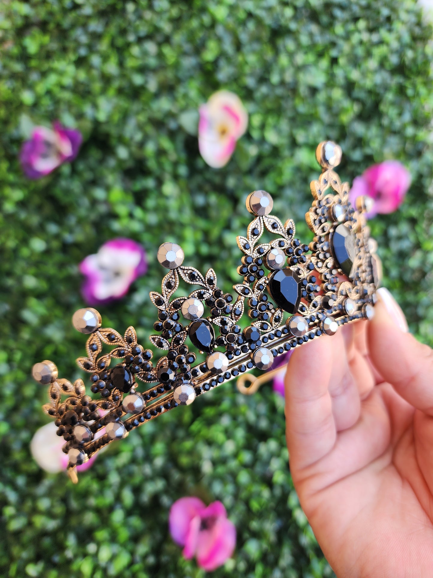 Bronze Tiara with Black Rhinestones (48)