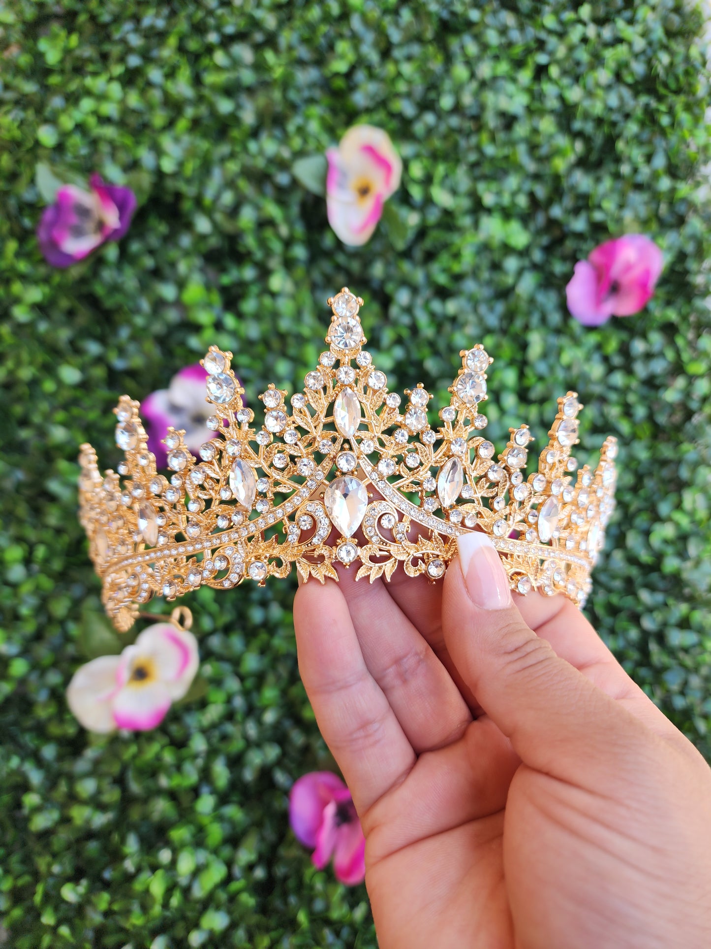 Gold Tiara with Silver Rhinestones (50)