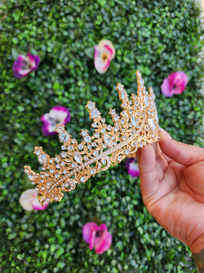 Gold Tiara with Silver Rhinestones (50)