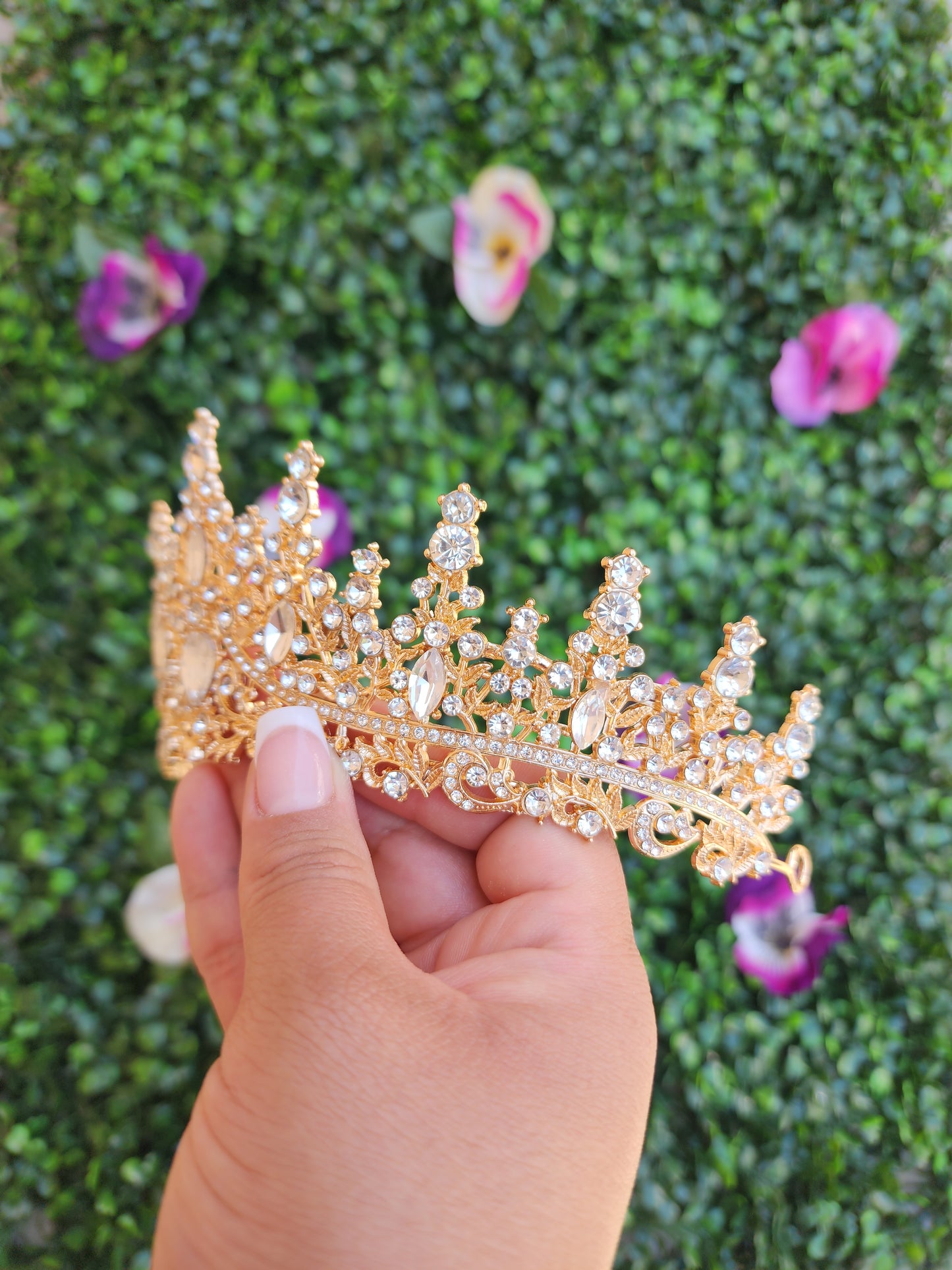 Gold Tiara with Silver Rhinestones (50)